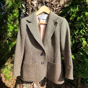 Vintage 90s Wool Houndstooth Blazer by Jaeger
